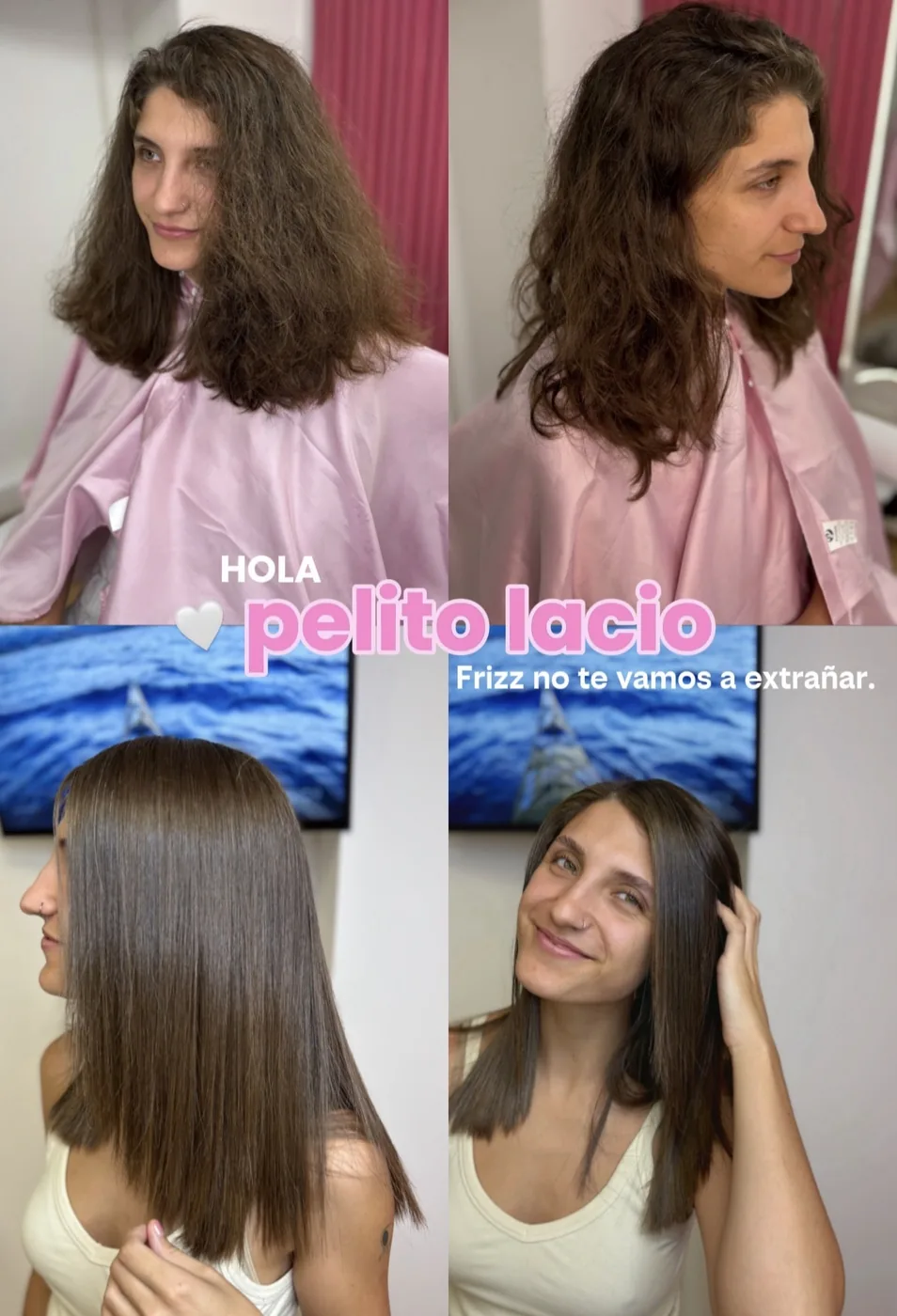 Antes y después de cabello corto con rostro visible