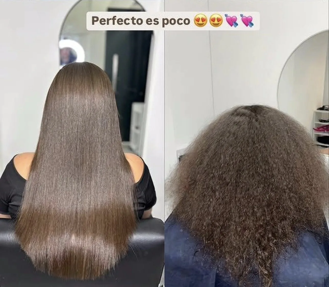 Transformación intensa de cabello largo oscuro