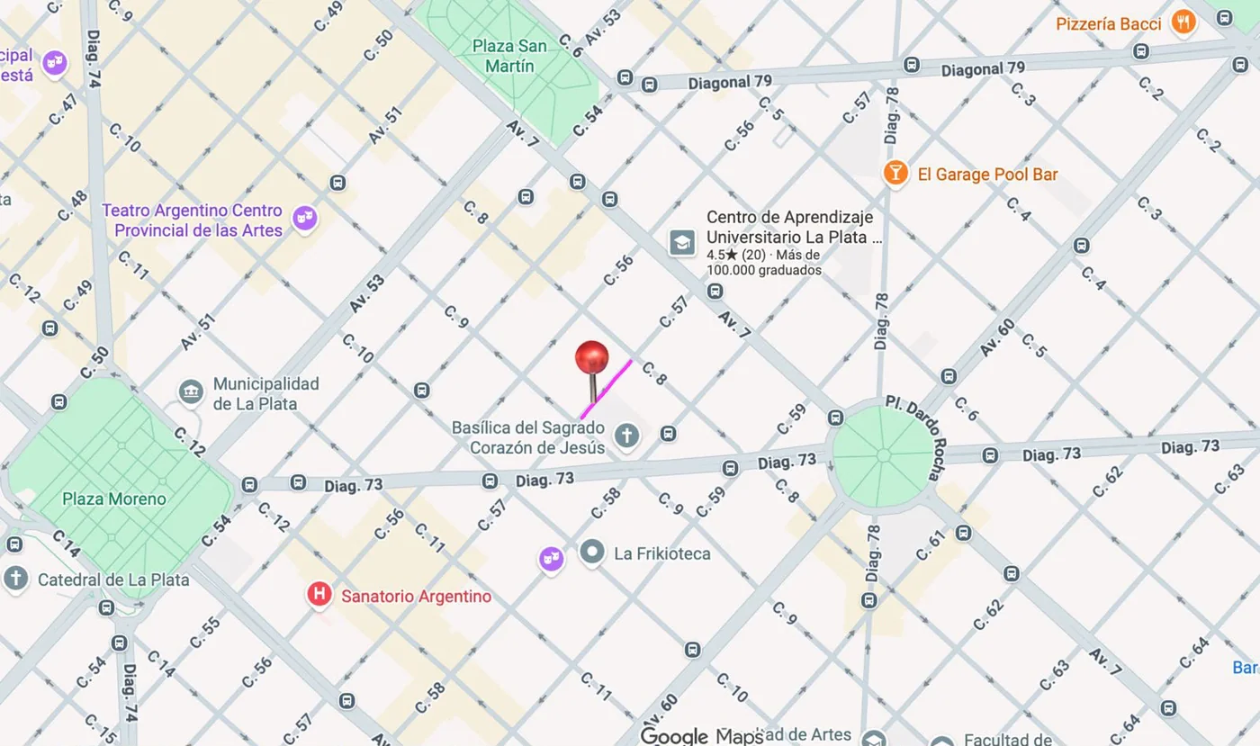 Mapa de ubicación de Kala Alisados en Calle 57 entre 6 y 7, La Plata